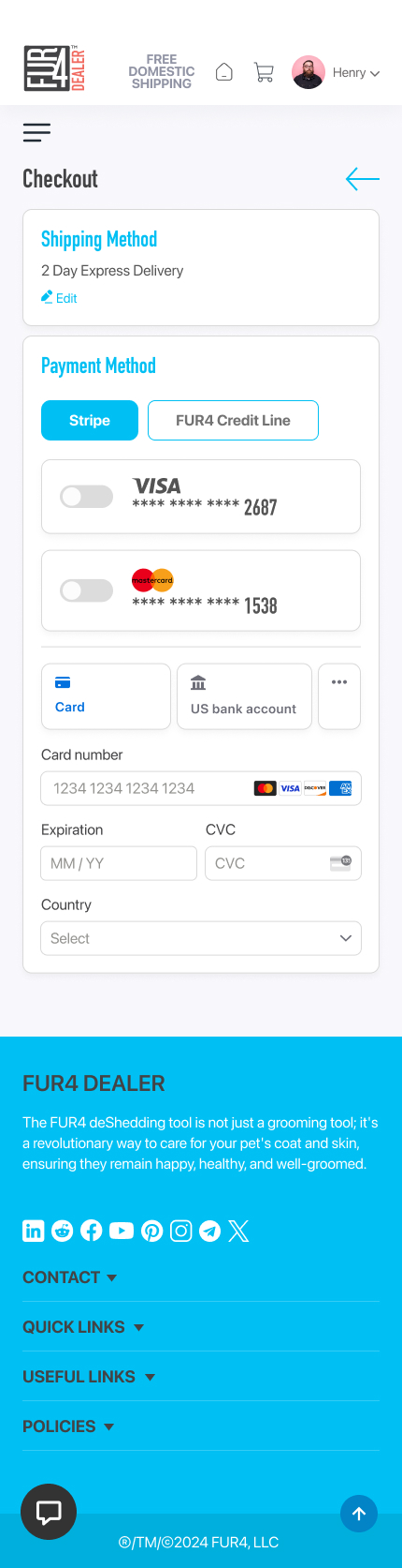 Dealer Portal Checkout on Mobile